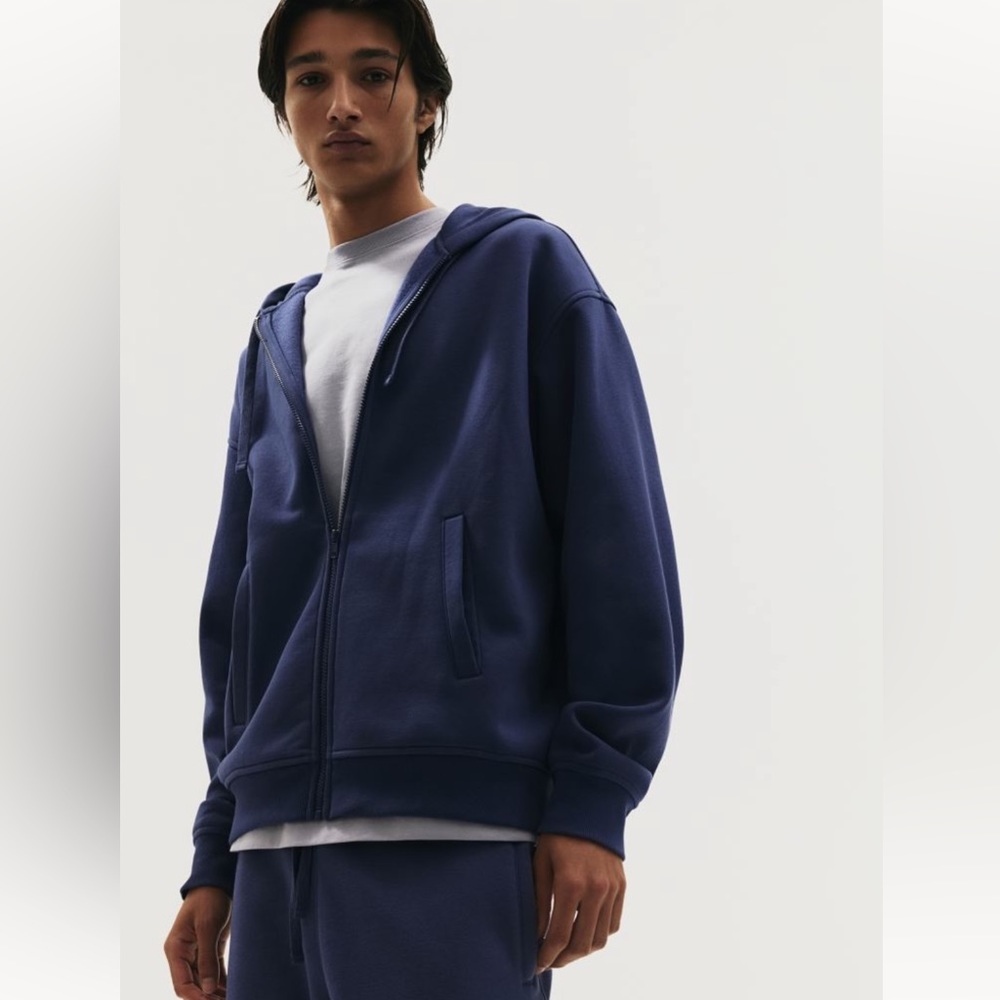H&M Men’s Blue XS Relaxed Fit Zip Up Hoodie Sweater -Brand New
